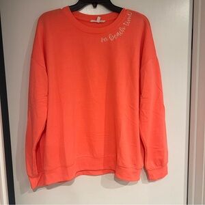 WORKSHOP REPUBLIC CLOTHING  "ON BEACH TIME" BRIGHT ORANGE SWEATSHIRT SIZE XL